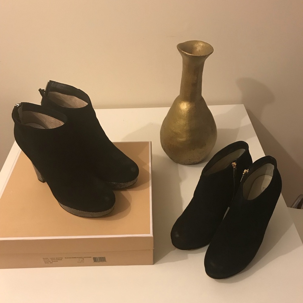 2 pairs of Michael Kors Lesley booties.